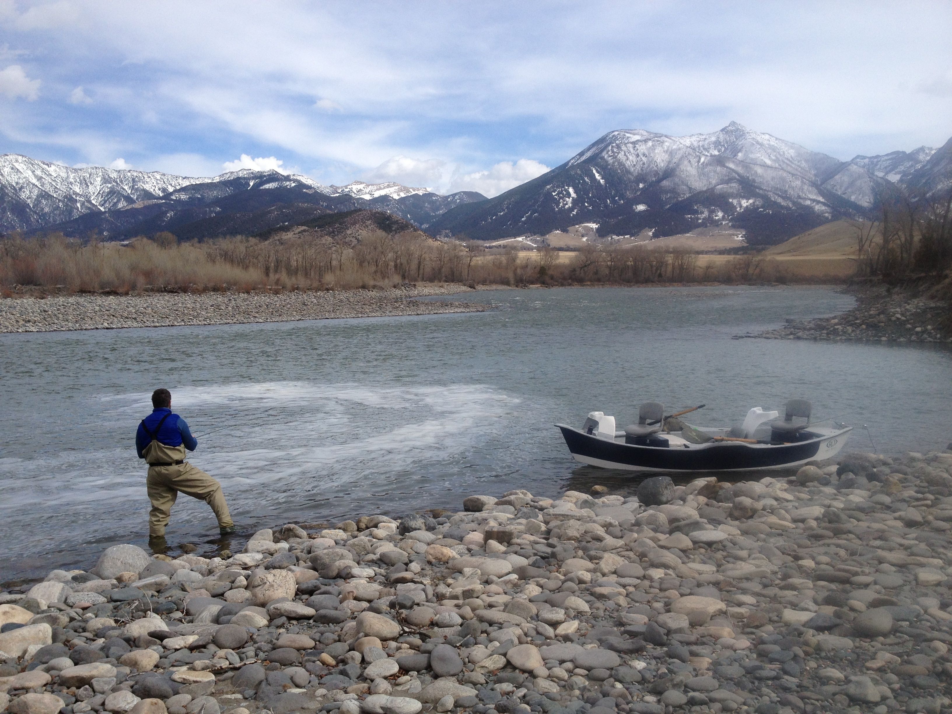 Fishing the foam on the Yellowstone river Montana